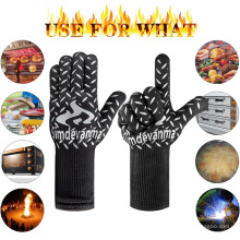 Hitzebeständige BBQ Grillhandschuhe, Barbeque Grillen Handschuh, Unterarm Protectant FirePlace Handschuhe Kochen Handschuhe Topflappen